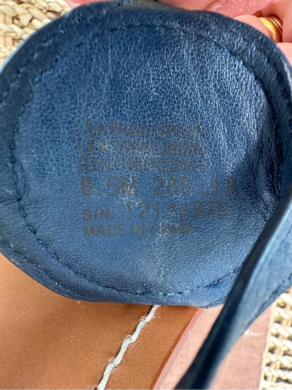 Tory Burch Leticia Logo Leather Ankle Strap Thong Sandal Navy Sz 8.5 - Picture 14 of 15